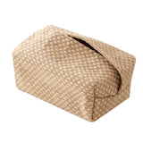 Qfdian Checkerboard Woven Tissue Box PU Leather Napkin Case Living Room Office Desktop Home Decoration Creative Paper Towel Cover