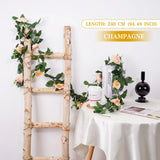 Qfdian  2.4M Rose Artificial Flower Spring Autumn Garden Arch Decor DIY Fake Flowers Vine for Wedding Garland Home Decoration ornements