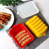Qfdian Silicone Food Grade Sausage Mould 6 Cavity Homemade Ham Hot Dog Making Tray Household Cake Baking Molds with Lid Kitchen Tools