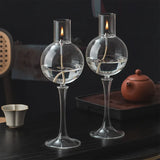 Qfdian  Round Balles Transparent Glass Candle Holder Smokeless Oil Lamp Candlestick Wedding Decor Romantic Candlelight Dinner Ornaments