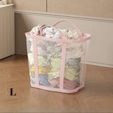 Qfdian  Foldable Mesh Laundry Basket Portable Storage Bag Space Saving Organizer for Clothes Home Travel Laundry Room Large Capacity