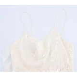 Qfdian  Sequin Mini Dress Woman Sexy Slip Party Dresses for Women Summer Backless Women's Dress Straps Beach Short Dresses