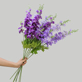 Qfdian 6pcs Blue Delphinium Artificial Flowers Long Stem Larkspur for Wedding Centerpieces Floral Arrangements Home Vase Decor