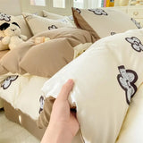 Qfdian  ‌New Washed Cotton Fresh Style Fitted Sheet Four-Piece Set, Duvet Cover, Student Dormitory Bed Sheet Three-Piece Set