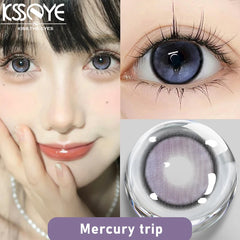 Qfdian 2Pcs Best Selling Color Contacts Lenses Myopia Degree -0.00 to -8.00 Purple Series Soft Lens Contact Lenses with Natural