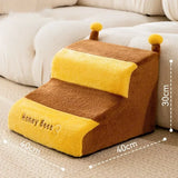 Qfdian  Cute Bee Puppy Stairs 2/3 Steps Ladder Dogs Protect Older Dog Pet Ramp Ladder Anti-slip Removable Dog Bed Stairs Pet Supplies