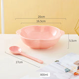 Qfdian  1pc Creative New Style Ceramic Tableware Household Kitchen Restaurant Supplies Anti Scalding Double Ear Pink Cute Love Soup Bowl