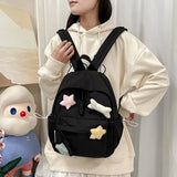 Qfdian Women Students Simple All Match Kawaii Backpack Sweet Cute Star Bone Schoolbags Casual Y2k Aesthetic Fashion Preppy Backpacks