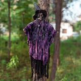 Qfdian  1PC Halloween Luminous Electric Skeleton Voice Controlled Sound Prop Haunted House Decor Hanging Ghost Horror Decoration
