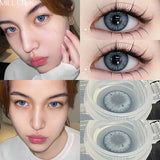 Qfdian 2PCS Contact Lenses Dioptric Beautiful Pupil Cosmetic Lens for Eyes Myopia Degree Colored Lenses 6-12 Months