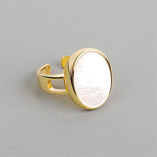 Retro Gold Color Smooth Oval Round Disc Ring Open Finger Rings For Women Gifts 2024 Trendy Wedding Jewelry