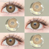 Qfdian  1pair Colorcon Contact Lenses Green Color Lens Natural Brown Eye Contacts Gray Pupils Beautiful Cosmetic Yearly Lenses