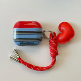 Qfdian Stripe Love Heart Lanyard For AirPods 4 2024 New Earphone Case For AirPods Pro 2 3nd Generation Wireless Bluetooth Charging Box