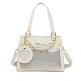 Qfdian Japanese Sweet Kawaii Women's Handbags Transparent Casual Streetwear Ita Bags Y2k Aesthetic Chic All Match Shoulder Underarm Bag