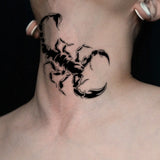 Qfdian  Scorpion Tattoo Sticker Temporary Tattoo Black Grey Wild Dark Cool Design Waterproof Long Lasting Ear Neck Side for Men Women