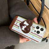 Qfdian Cute Dog Stand holder Phone Case Stripe For Iphone 17Pro 17 16ProMax 13 14 15 16 Pro Max 16Pro 15ProMax 15Pro 14Pro Cover Fundas