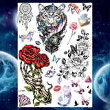 Qfdian  Ankle Flora Cherry Lavender Flash Fake Waterproof Tattoos Temporary Women Arm Chest Tattoo Stickers Body Art Custom Tatoos