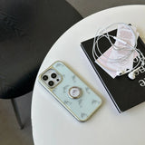 Qfdian  Cute niche blue bottom dolphin ring bracket is suitable for Apple 16promax mobile phone case iPhone15pro new model