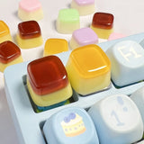 Qfdian DIY Transparent Jelly Pudding Keycap Personalized Cross Shaft Mechanical Keyboard Key Caps Original Dripping 1Pc