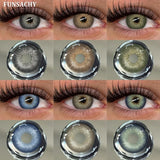 Qfdian  2pcs Blue Color Contact Lenses for Eyes High Quality Brown Natural Lens Green Pupils Korean Soft Lens Cosmetic Yearly