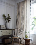 Qfdian Boho Window Curtains with Tassels Geometric Print Country Style Room Darkening Curtain Panel for Bedroom Living Room, 1 Piece