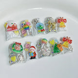 Qfdian  10Pcs Christmas Red Press on Nails Duckbill Shape Nail Cute 3D Cartoon Fake Nails Santa Claus Christmas Tree Decor False Nails