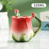 Qfdian Ceramic Rose Coffee Cup Saucer Exquisite Butterfly Kettle Afternoon Camellia Flower Teacup Flower Decoration Milk Coffee Cup New