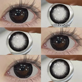 Qfdian  2PCS Big Grey Contact Lenses for Eyes Myopia Colored Contact Lens Natural Brown Pupils Gradient Contact Lens Black Lens