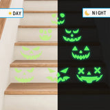 2 Piece Halloween Green Glow in The Dark Wall Stickers Self Adhesive and Removable Suitable for Parties Outdoor Steps Doors