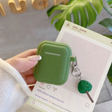 Qfdian  Deep green silicone headphone case for airpods 1 2 3 4 pro 2 4nd generation wireless bluetooth earphone charging box protector