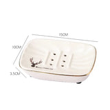 Qfdian  Nordic ceramic double-layer drain soap box home hotel bathroom accessories storage decorative supplies green white soap dish 1Pc