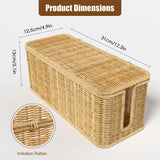 Qfdian  Cord Organizer Box Hand-woven Wire Storage Box Breathable Cable Hider Box Cord Hider Wire Box Desktop Data Line Plug Holders