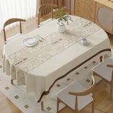 Qfdian  Tablecloth Three-proof Fabric Light Luxury High-end Rectangular Dining Table Cloth Leave-in Oil-proof Waterproof Anti-scalding