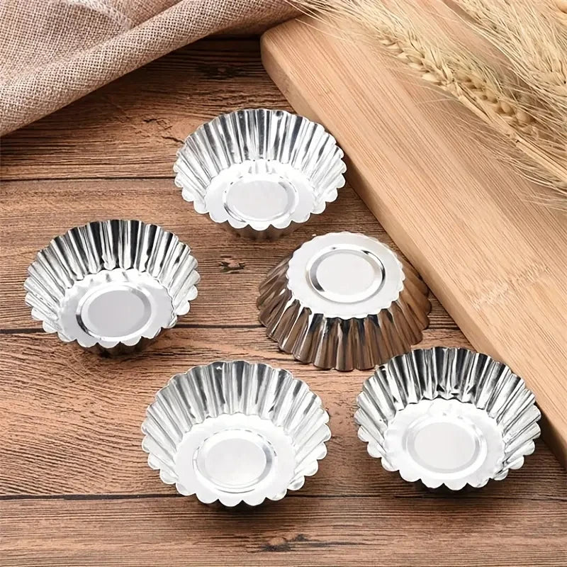 Qfdian Reusable  Aluminum Egg Tart Molds Cookie Pudding Jellies Mould Mooncake Mold Pastry Tools Baking Accessories Kitchen Tools