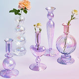 Qfdian 1pc Glass Vases Nordic Candlestick Wedding Decoration Christmas Decoration Candle Stick Holder Home Decor Flower Vase