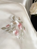 Qfdian 60S Lyocell Bamboo Fiber Flower Embroidery Summer Quilt Bedding Set Soft Silky Thin Comforter Blanket With Bed Sheet Pillowcases