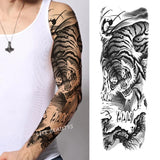 Qfdian Waterproof Full Arm Temporary Tattoo Sticker Tiger Lion Wolf Eye For Man Women Body Art Sleeve Flash Fake Shoulder Tatoo