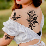 Qfdian  Waterproof Temporary Tattoo Sticker butterfly flower rose fake tatto flash tatoo shin for girl women