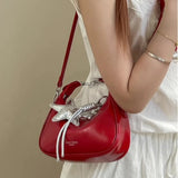 Qfdian Luxury Design Top-Handle Bag Women Office Lady Elegant Casual Shoulder Handbags Fairy Y2k Aesthetic Fashion Chic Crossbody Bags
