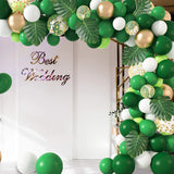 Qfdian  Jungle Animal Party Ballons Garland Arch Kit Green Gold Confetti Balloon Baby Shower Party Birthday Wild One Leaves Decor Globos