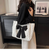 Qfdian  Luxury Design Fashion Chic Bow Shoulder Underarm Bag Y2k Aesthetic Office Lady Women's Handbags Elegant Ins All Match Tote Bags