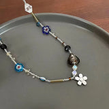 Qfdian  Bohemian Style Necklace Women Pearl Flower Necklace Korean Style Sweet Cool Necklace Fashionable Jewelry Women Collarbone Chain
