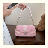 Qfdian Fashion Women Sweet Kawaii Top-Handle Bags Korean All Match Fairy Shoulder Underarm Bag Office Lady Elegant Purses and Handbags