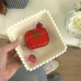 Qfdian  Niche cute semi-transparent tomatoes are suitable for airpods 4th generation bluetooth headset case 2nd/3rd generation