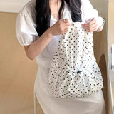 Qfdian  Vintage Trendy All Match Dots Students Backpack Y2k Aesthetic Women Casual Pleated Backpacks Fashion Y2k Aesthetic Schoolbags