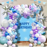 Qfdian  133pcs Blue Purple White Balloons Arch Garland Kit,for Birthday Baby Showers Wedding Graduation Celebration Anniversary Decor