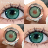 Qfdian 2pcs Blue Color Contact Lenses Natural Contact Lenses for Eyes Beautiful Eyes Lens Cosmetic Pupils Green Colored Lens