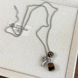 Qfdian Korean Colorful Stones Geometric Pendant Necklace for Women Simple Metal Grape Cluster Clavicle Chain Sweater Chain Jewelry Gift
