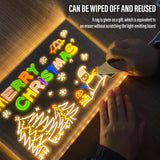 Qfdian LED Note Board Night Light With Colorful 7 Pens DIY Acrylic Message Board Erasable Painting Drawing Board For Kids Birthday Gift