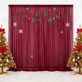 Qfdian  Burgundy Curtains Sheer 6 Panels-2.42ft×7ft Long Chiffon Backdrop Curtain Chiffon Wedding Drapes Tulle Fabric Curtains for Weddi